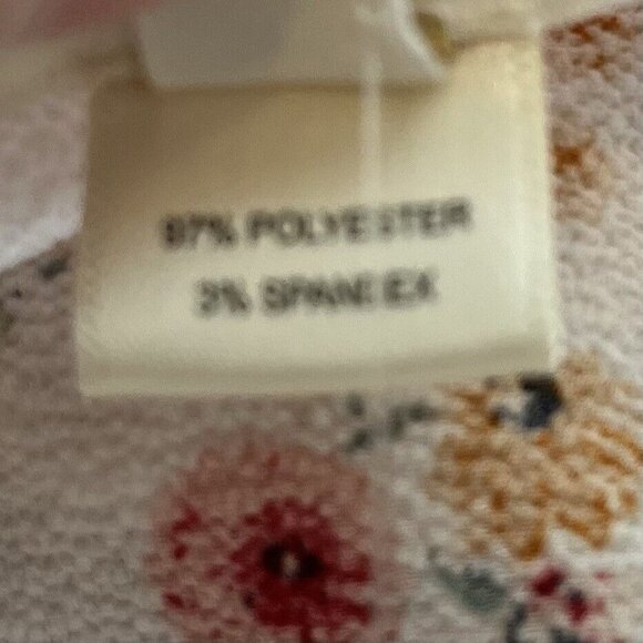 Monteau Button Front Top Womens XL Cream Pink Sweetheart Neck Floral - Picture 7 of 8